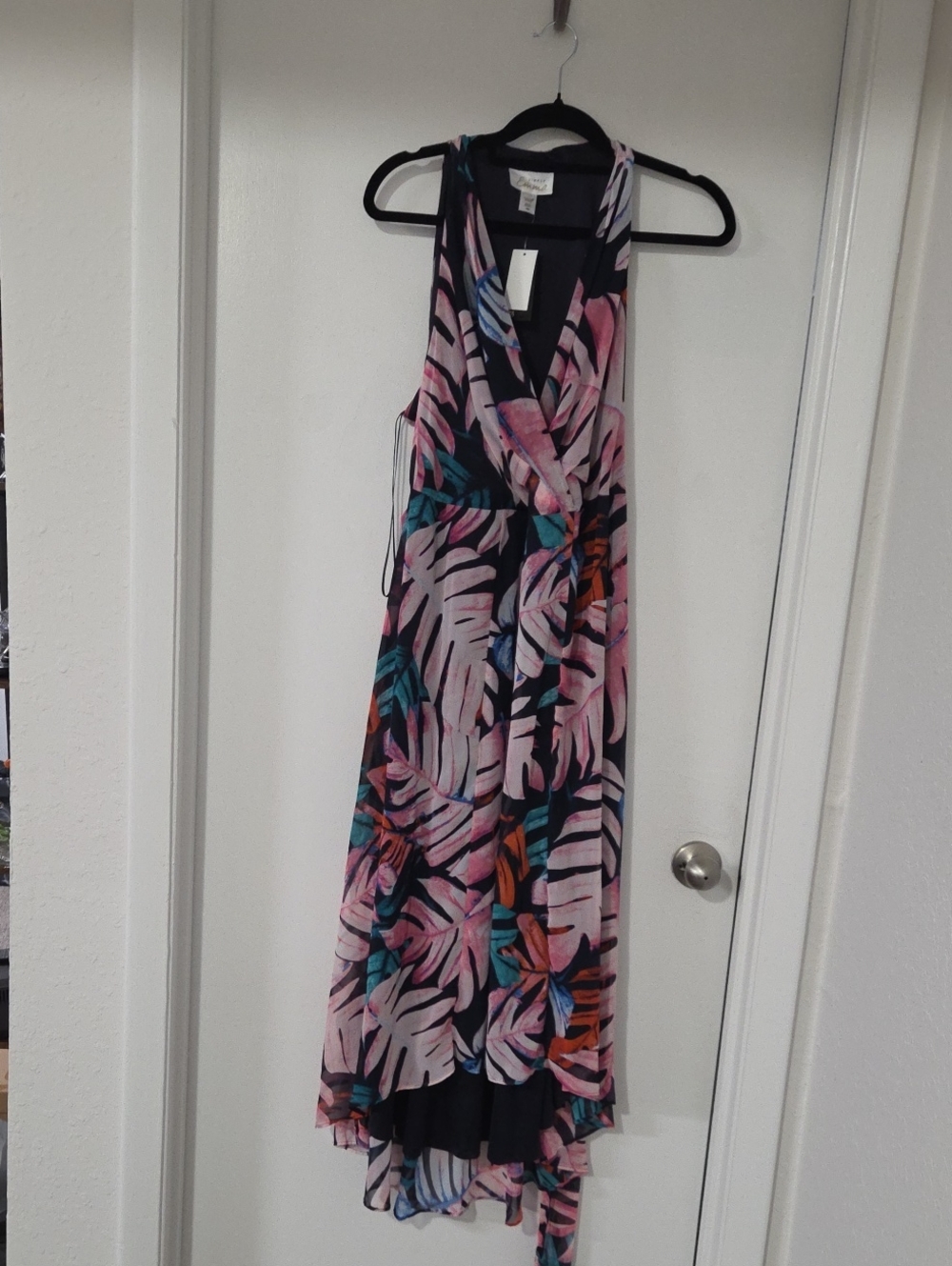 Simply Emma Pink Multi Tropical-Print High-Low Maxi Dress